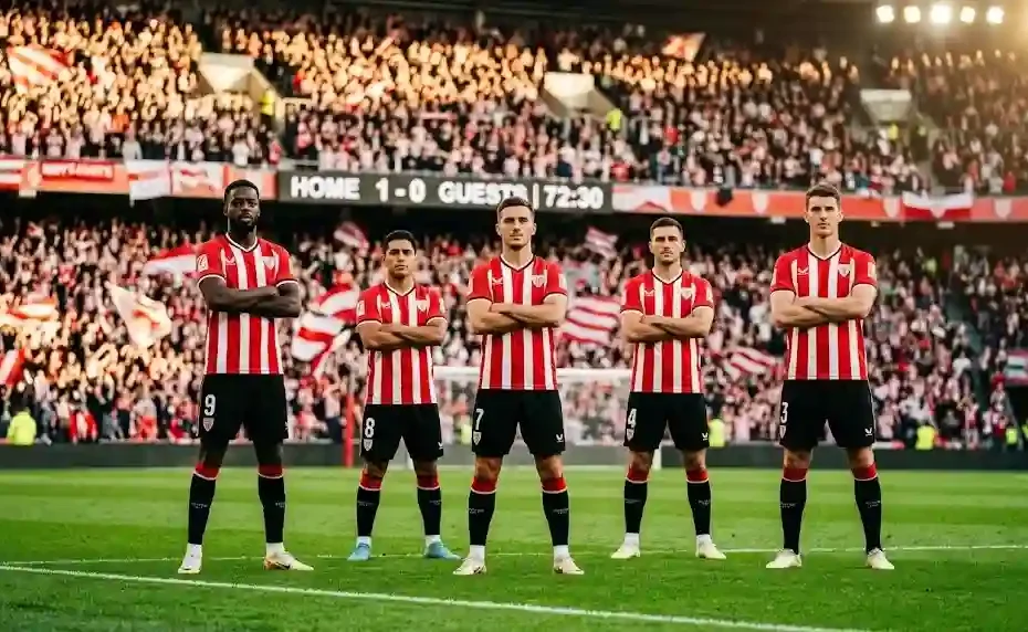 psv spelers in rood-witte shirts opgesteld op het grasveld in het stadion
